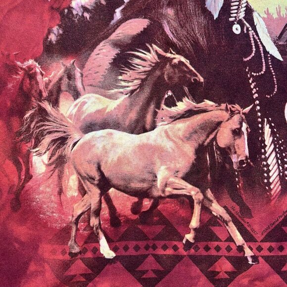 Two (2) The Mountain Native American Graphic Tee Shirts Large Red Tie Dye Blue - Picture 6 of 15